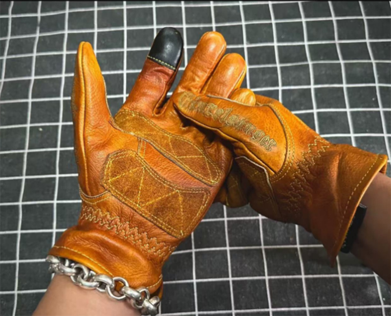 Horse Riding Glove - Guanti da moto retrò in vera