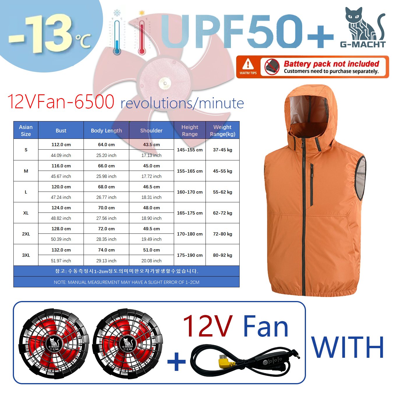 Outdoor Sport Jacket Brand - Gilet Estivo Sportivo 12V/5V con Ventilatore